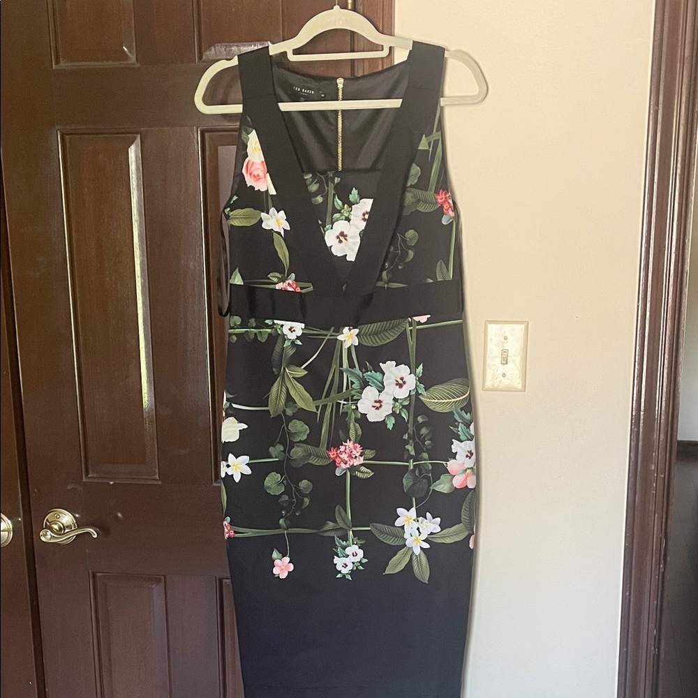 Ted Baker London Black Floral Midi Dress